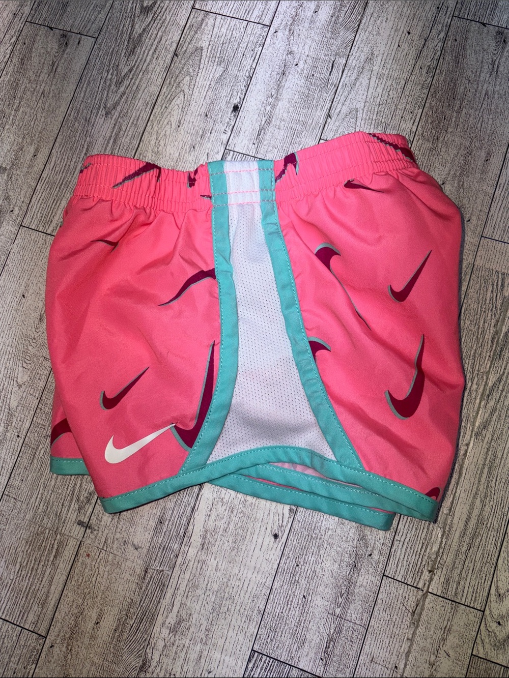 Nike Coral Pink‎ Running Shorts with Teal Trim